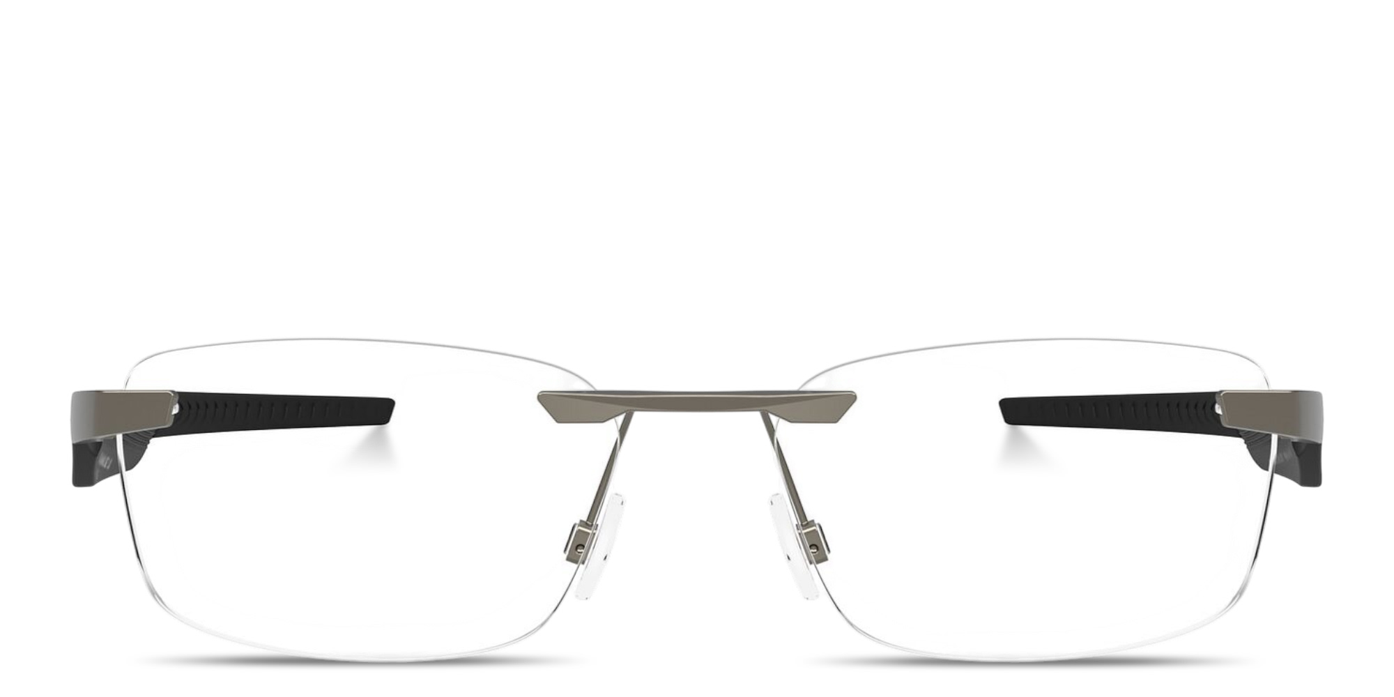 Shop Oakley Steakhouse 1.0 Unisex Wide Rimless Rectangle Eyeglasses in Matte Gunmetal online.