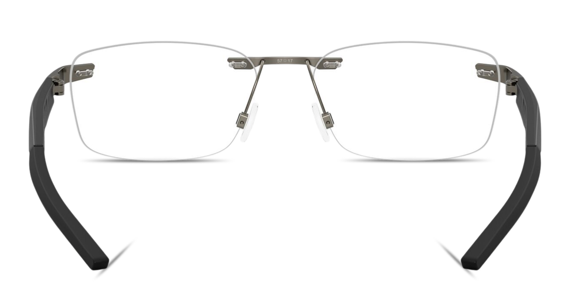 Shop Oakley Steakhouse 1.0 Unisex Wide Rimless Rectangle Eyeglasses in Matte Gunmetal online.