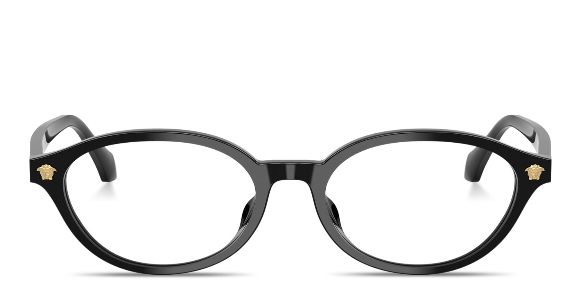 Shop VERSACE Medusa Oval Eyeglasses in Black online.