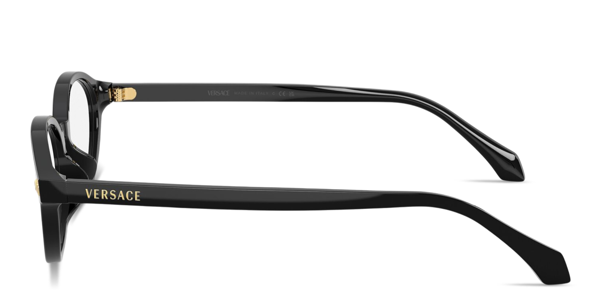 Shop VERSACE Medusa Oval Eyeglasses in Black online.