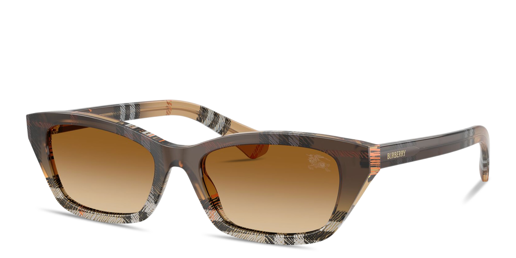 Shop BURBERRY Vintage Check Rectangle Sunglasses in Check Gradient Sand online.