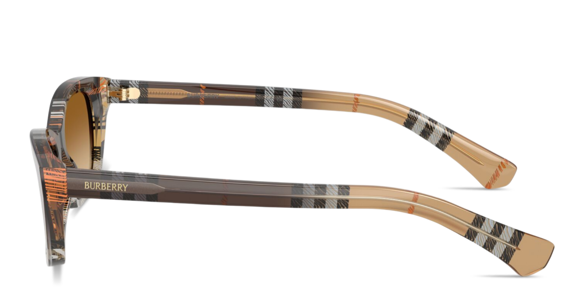 Shop BURBERRY Vintage Check Rectangle Sunglasses in Check Gradient Sand online.