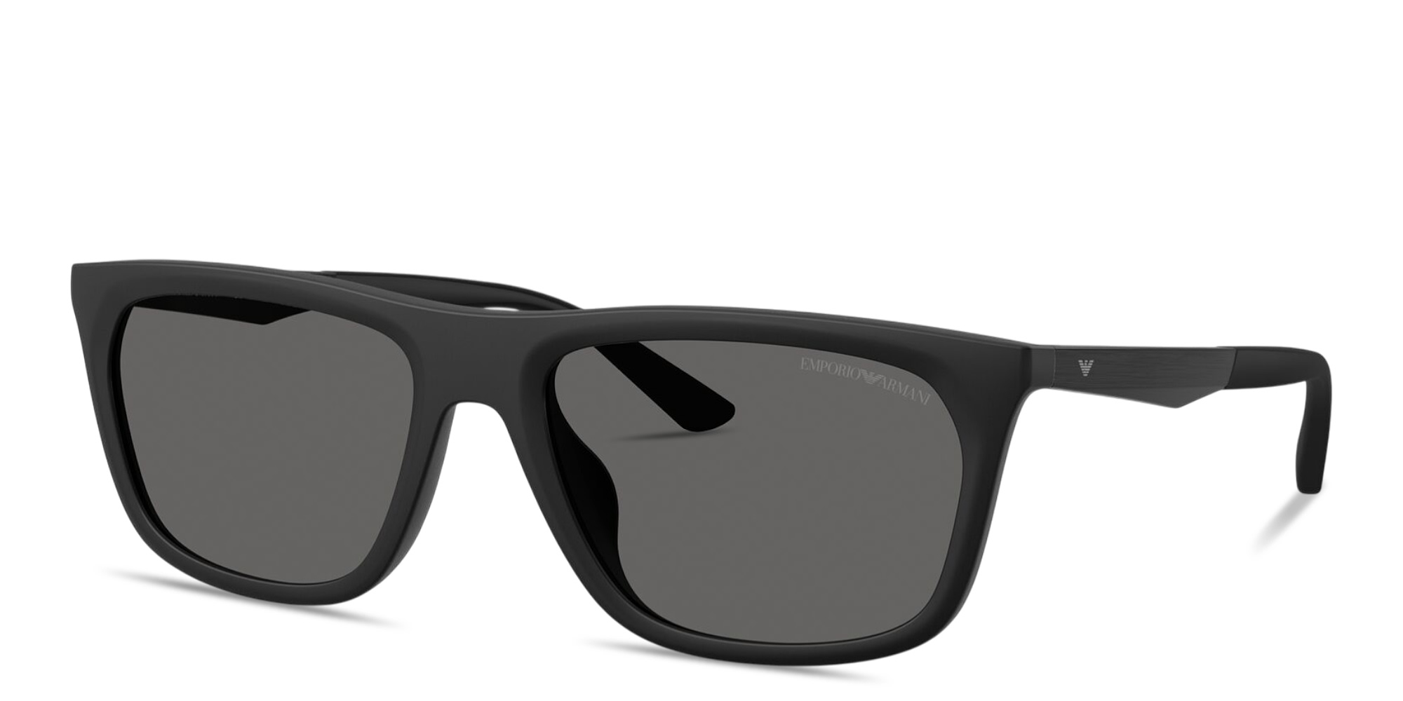 Shop Emporio Armani Eagle Logo Pillow Sunglasses in Matte Black online.