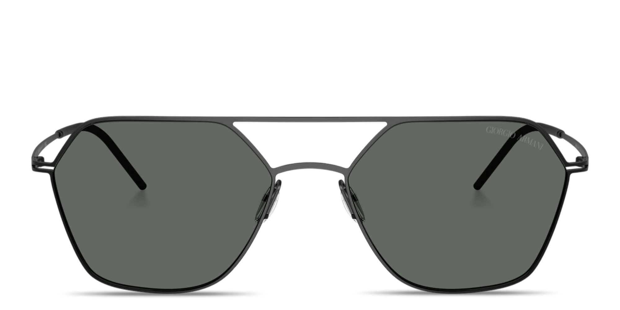 Shop GIORGIO ARMANI Engraved Logo Square Sunglasses in Matte Black online.
