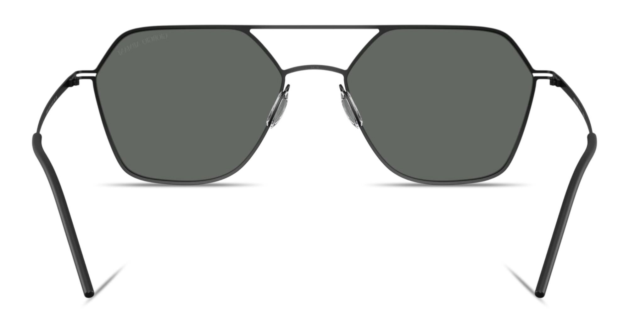 Shop GIORGIO ARMANI Engraved Logo Square Sunglasses in Matte Black online.