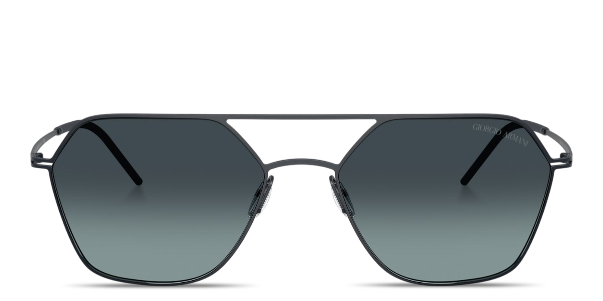 Shop GIORGIO ARMANI Engraved Logo Square Sunglasses in Matte Blue online.