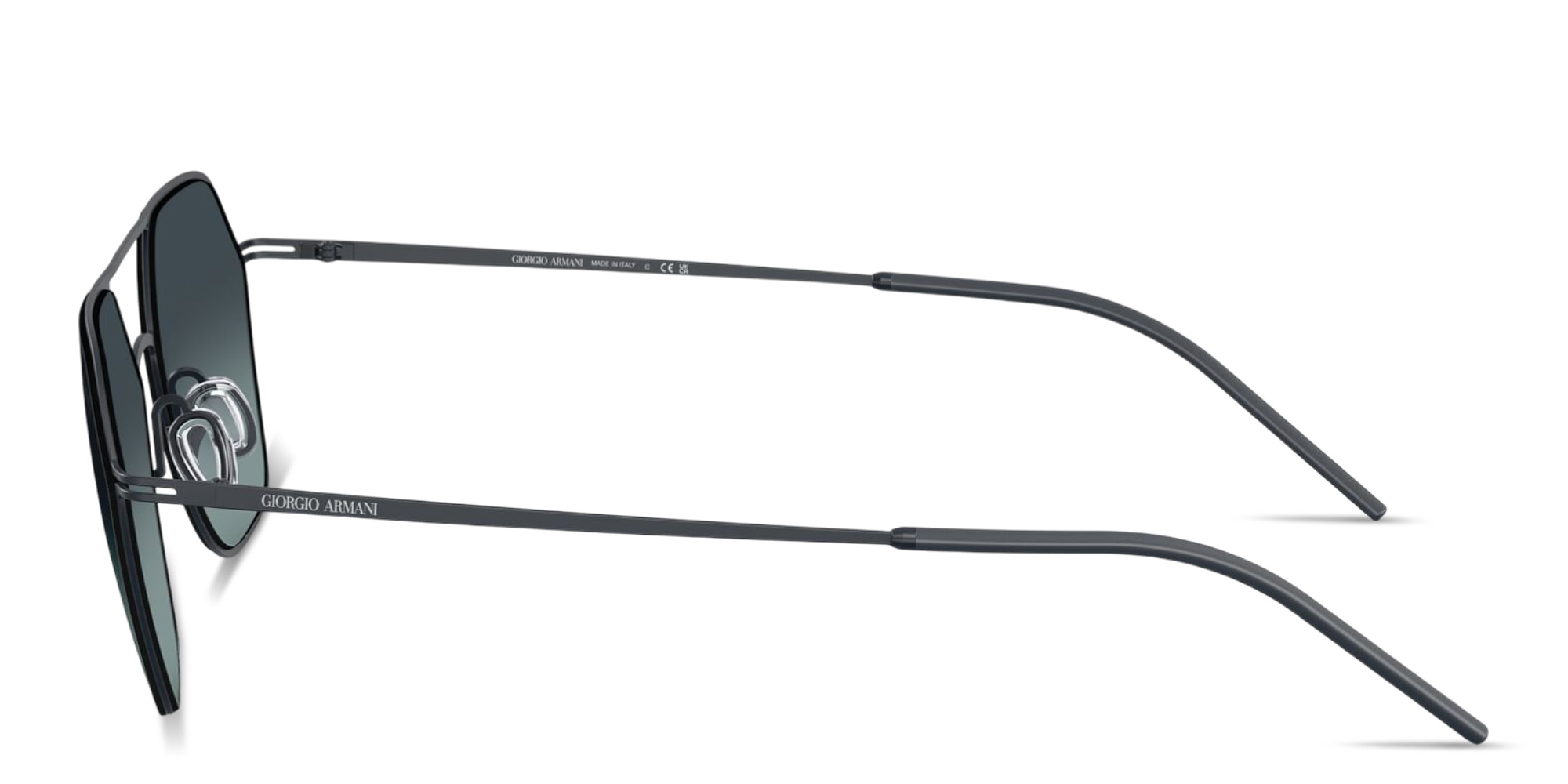 Shop GIORGIO ARMANI Engraved Logo Square Sunglasses in Matte Blue online.