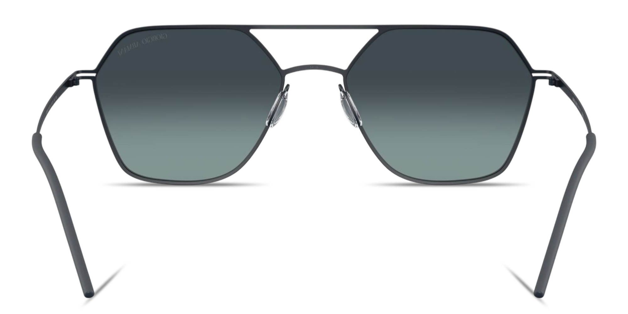Shop GIORGIO ARMANI Engraved Logo Square Sunglasses in Matte Blue online.