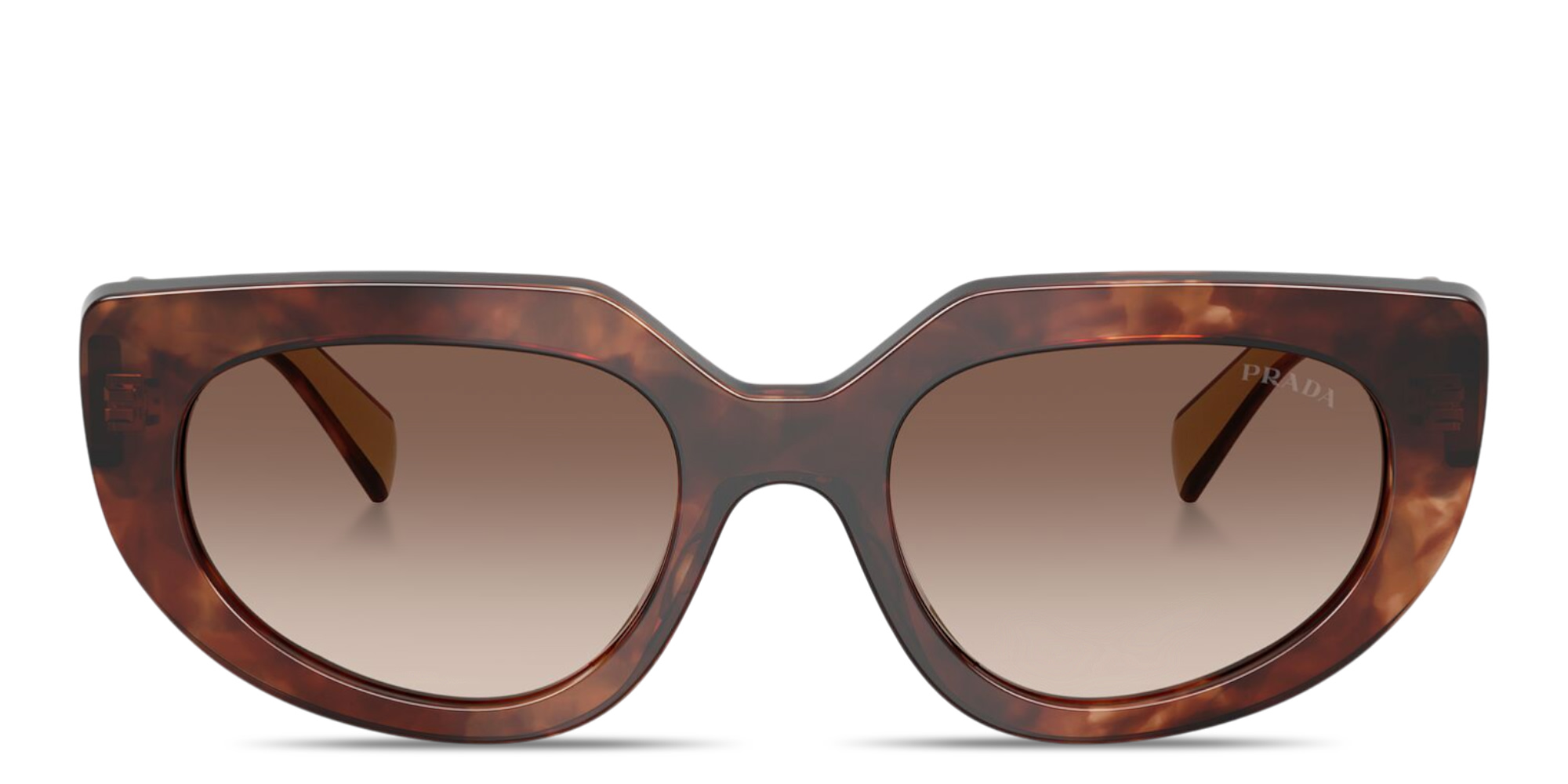 Shop PRADA Logo Signature Oval Sunglasses in Caramel Tortoise online.