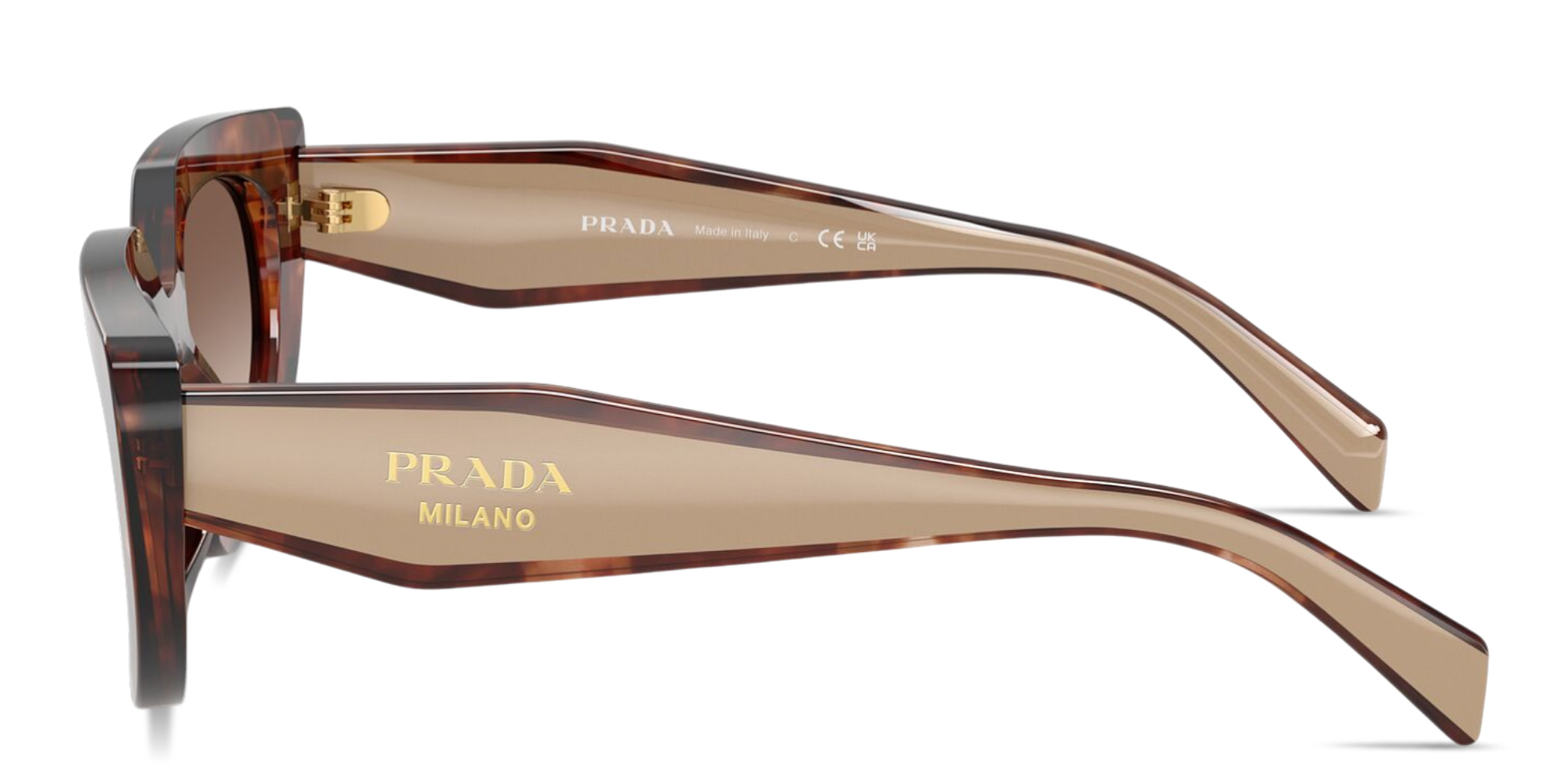 Shop PRADA Logo Signature Oval Sunglasses in Caramel Tortoise online.