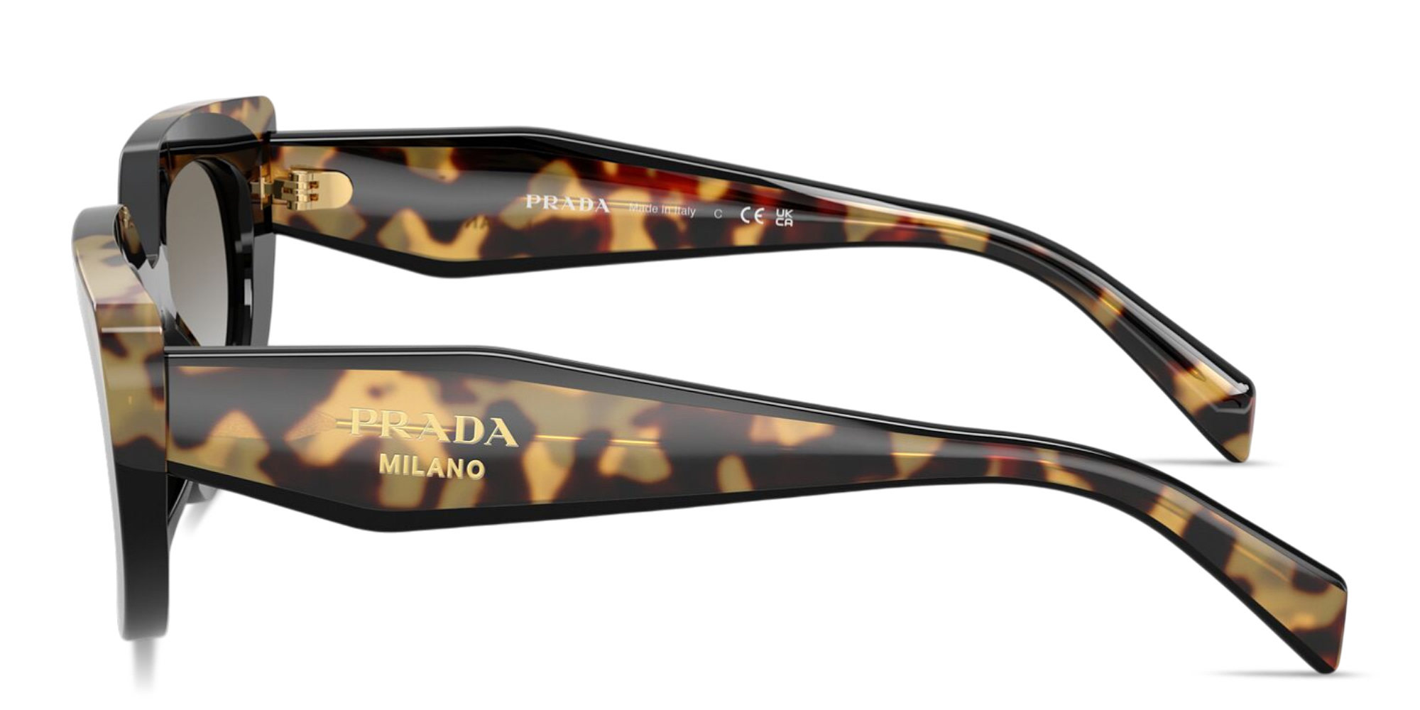 Shop PRADA Logo Signature Oval Sunglasses in Black & Tortoise online.