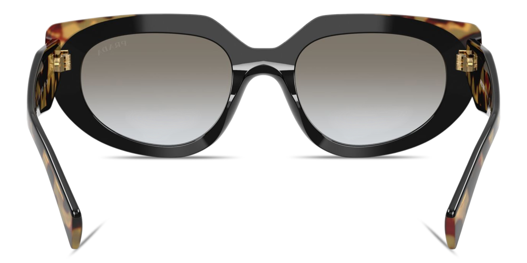 Shop PRADA Logo Signature Oval Sunglasses in Black & Tortoise online.