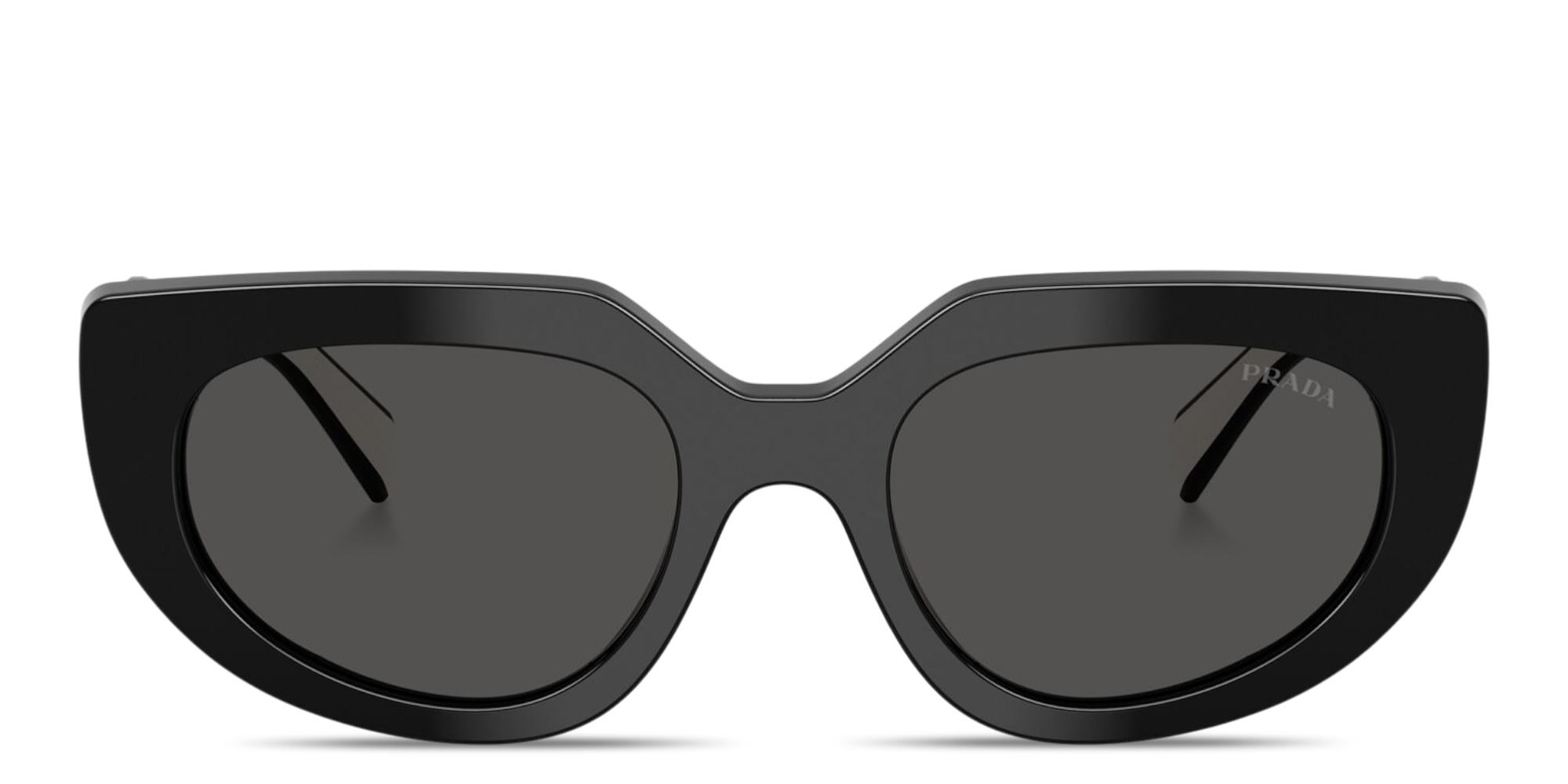 Shop PRADA Logo Signature Oval Sunglasses in Black online.