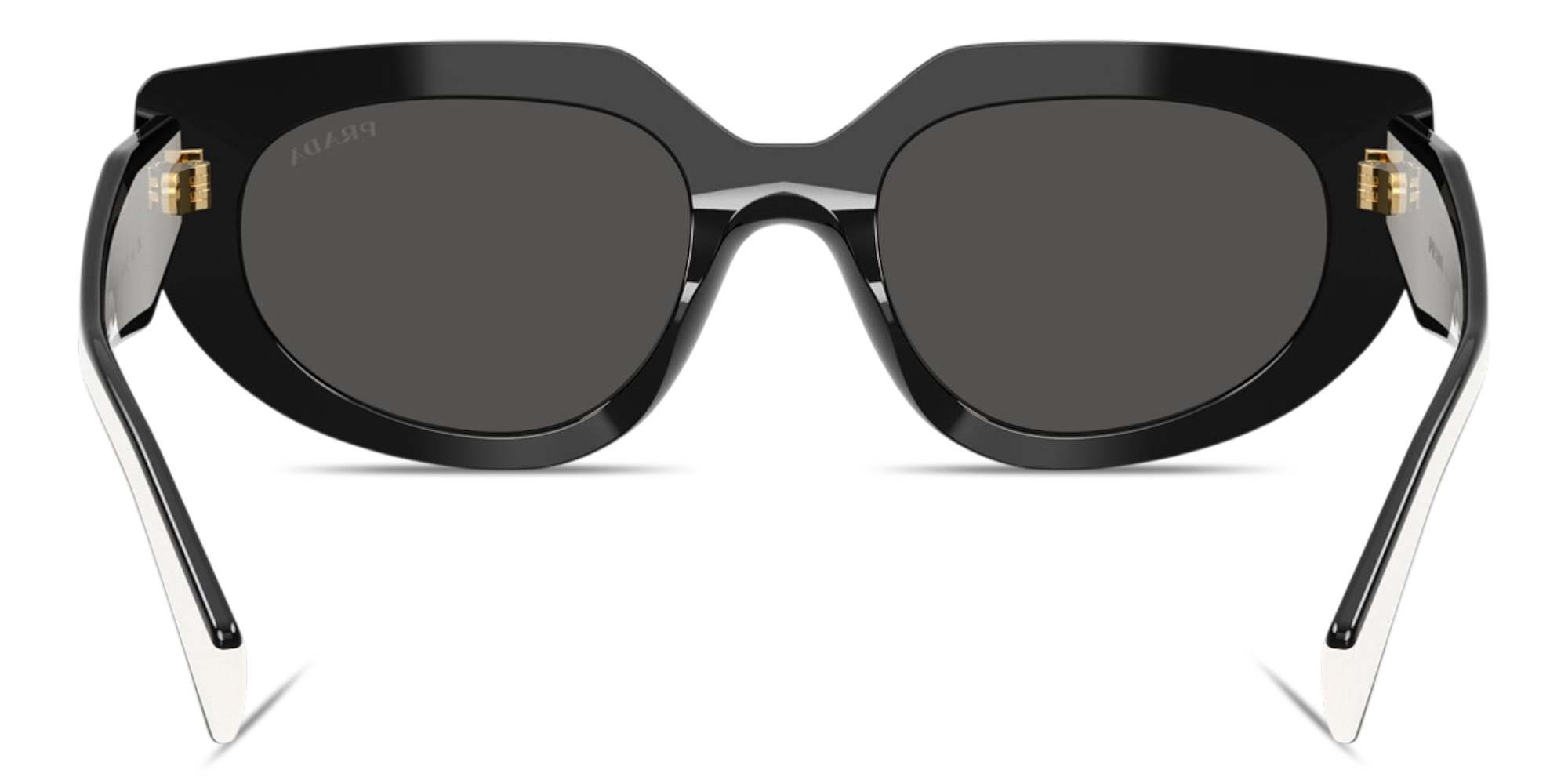 Shop PRADA Logo Signature Oval Sunglasses in Black online.