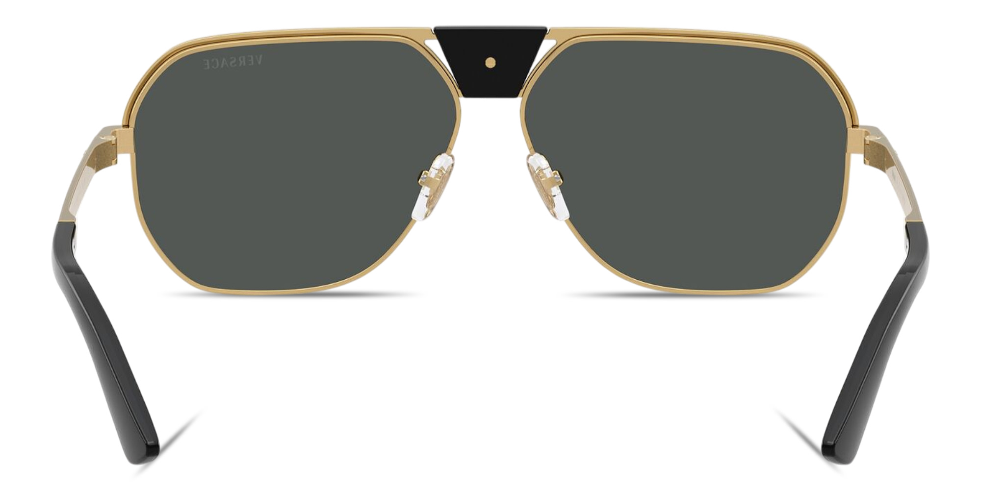 Shop VERSACE Medusa Square Sunglasses in Black online.