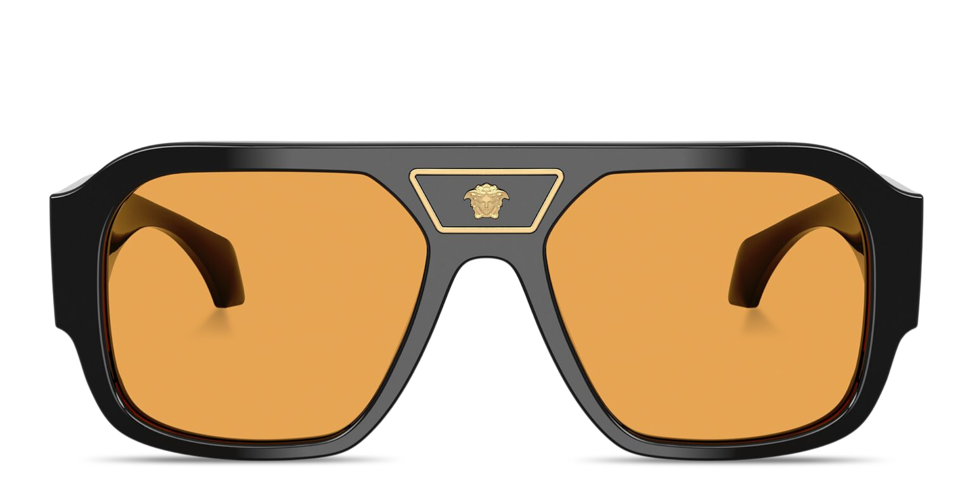 Shop VERSACE Medusa Square Sunglasses in Black online.