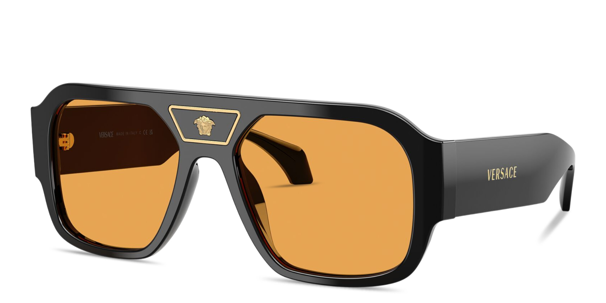 Shop VERSACE Medusa Square Sunglasses in Black online.