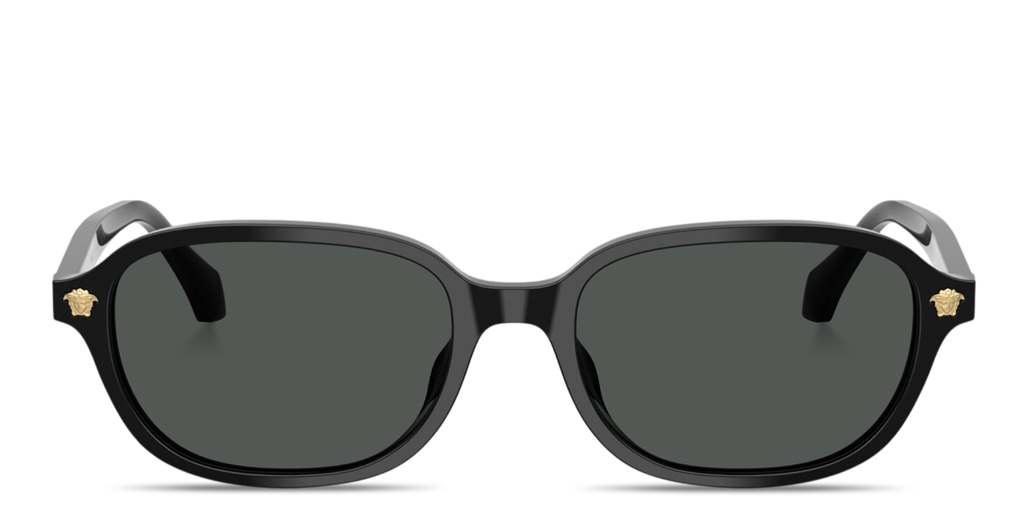 Shop VERSACE Medusa Pillow Sunglasses in Black online.