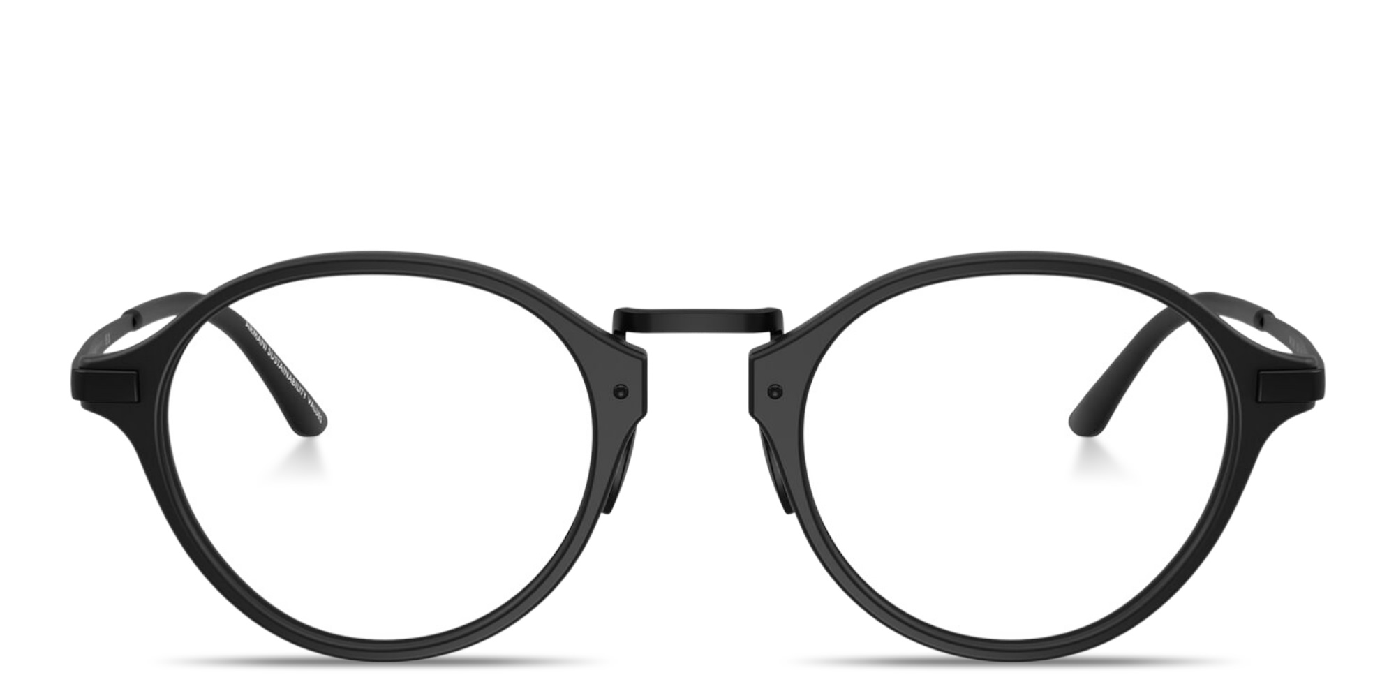 Shop GIORGIO ARMANI Engraved Logo Panthos Eyeglasses in Matte Black online.