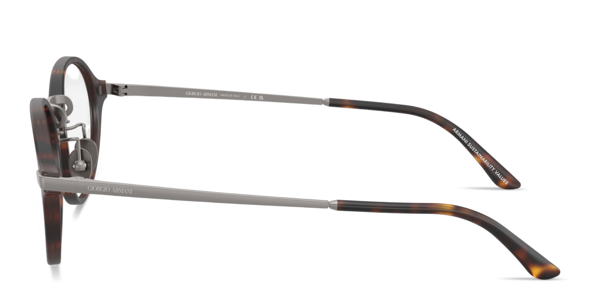 Shop GIORGIO ARMANI Engraved Logo Panthos Eyeglasses in Matte Havana online.