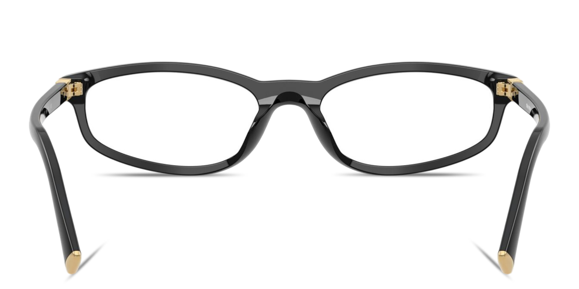 Shop MIU MIU Vertical Logo Oval Eyeglasses in Black online.
