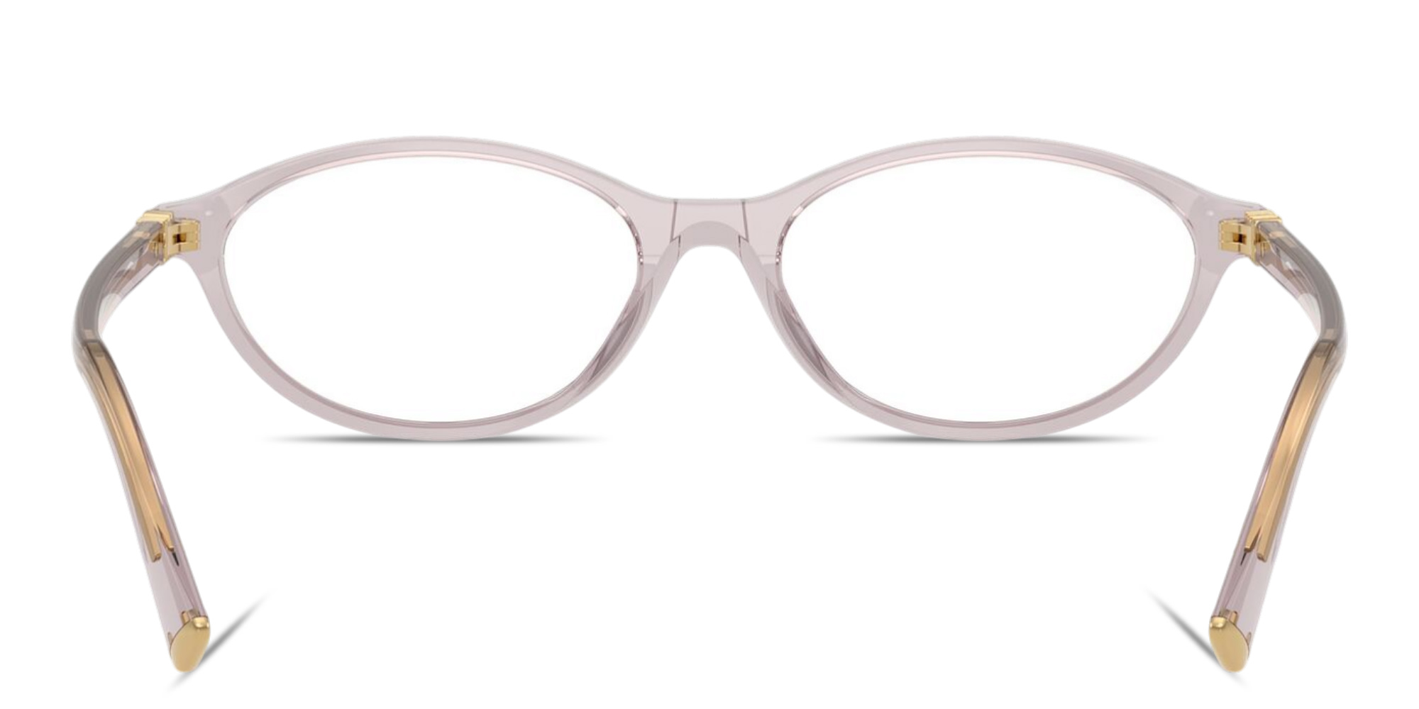 Shop MIU MIU Vertical Logo Oval Eyeglasses in Transparent mauve online.
