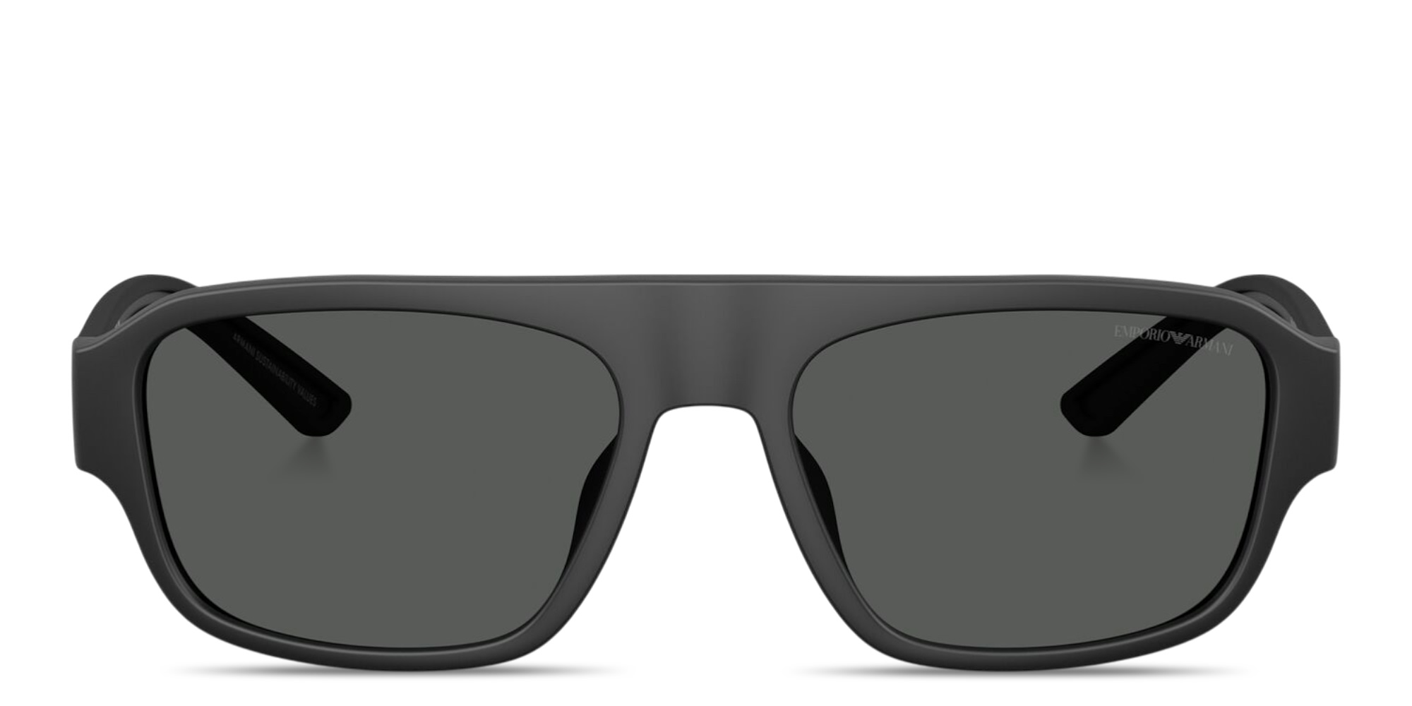 Shop Emporio Armani Eagle Logo Irregular Sunglasses in Rubber Matte Black online.