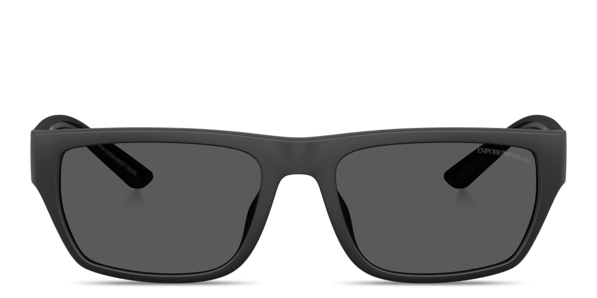 Shop Emporio Armani Embossed Logo Pillow Sunglasses in Rubber Matte Black online.