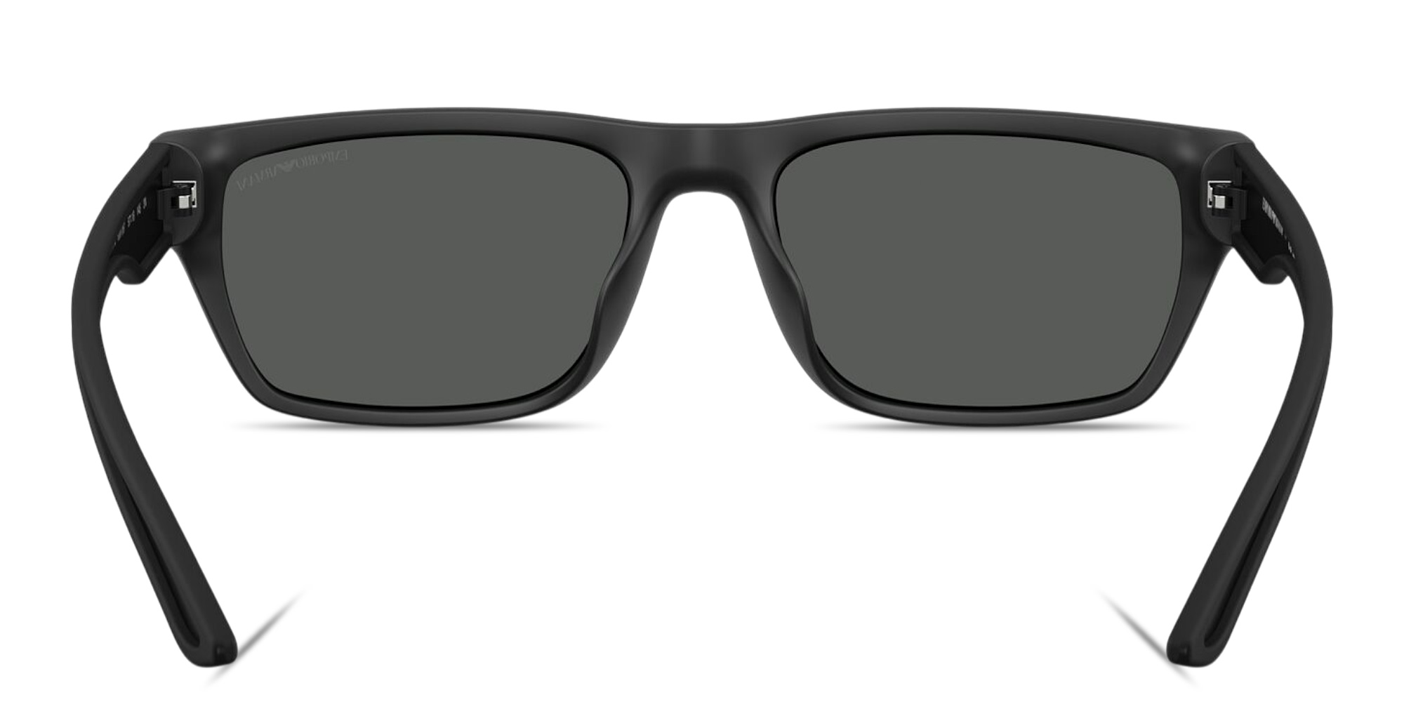 Shop Emporio Armani Embossed Logo Pillow Sunglasses in Rubber Matte Black online.