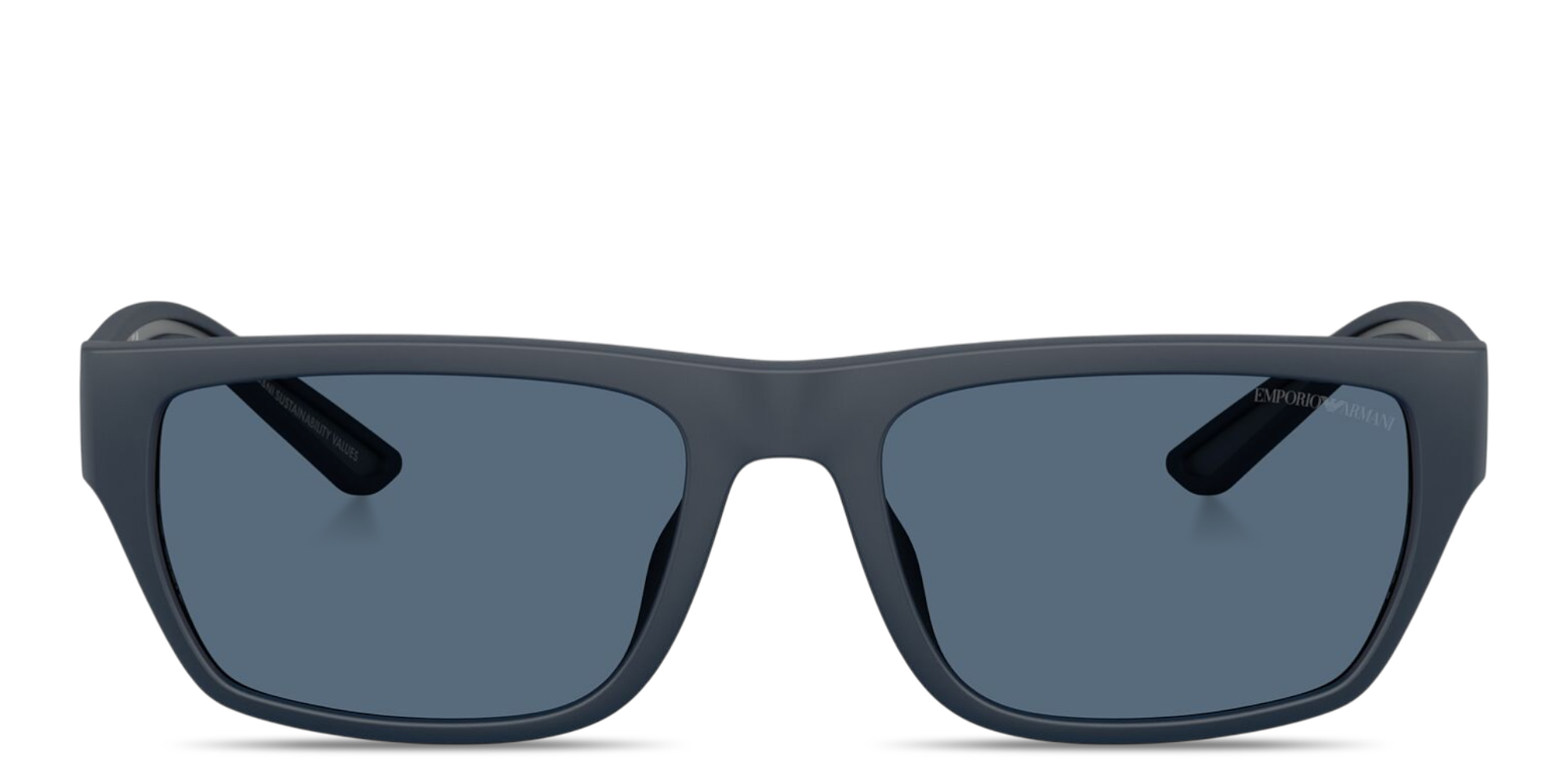 Shop Emporio Armani Embossed Logo Pillow Sunglasses in Rubber Matte Blue online.