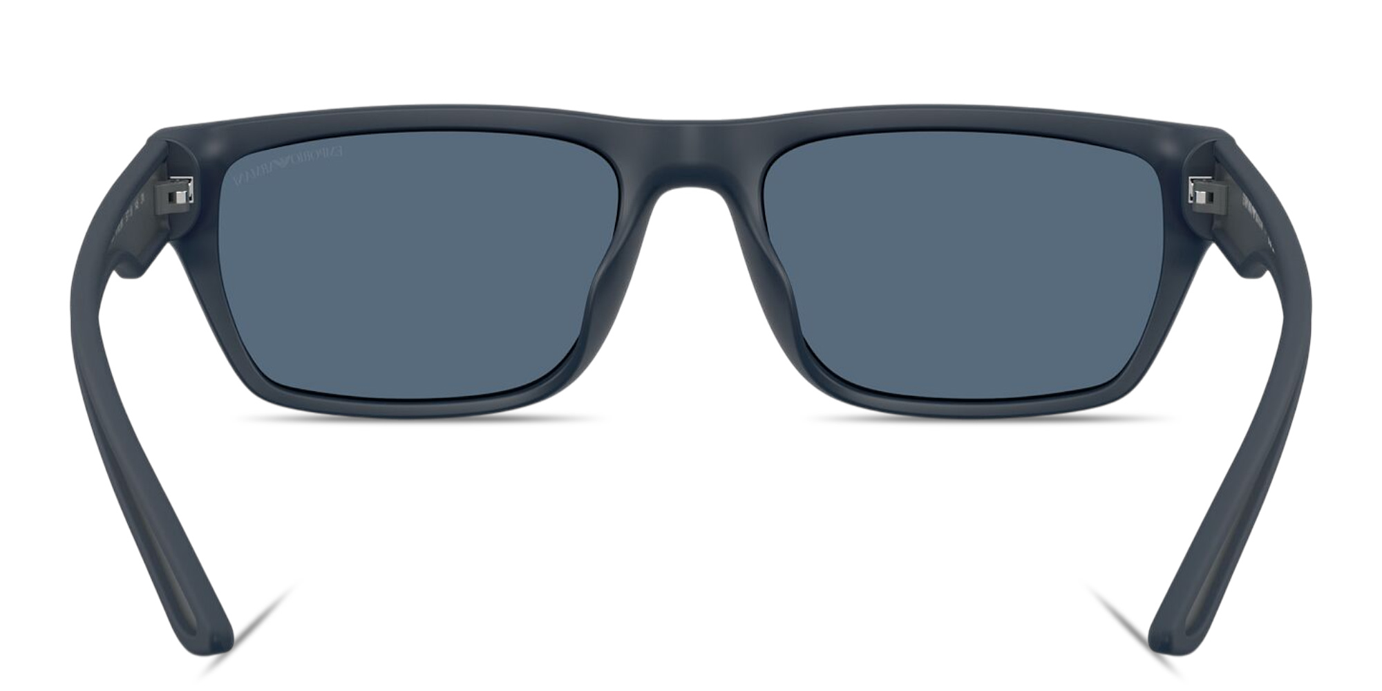 Shop Emporio Armani Embossed Logo Pillow Sunglasses in Rubber Matte Blue online.