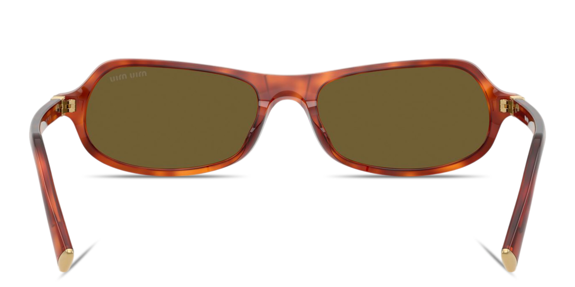 Shop MIU MIU Vertical Logo Irregular Sunglasses in Havana Cognac online.