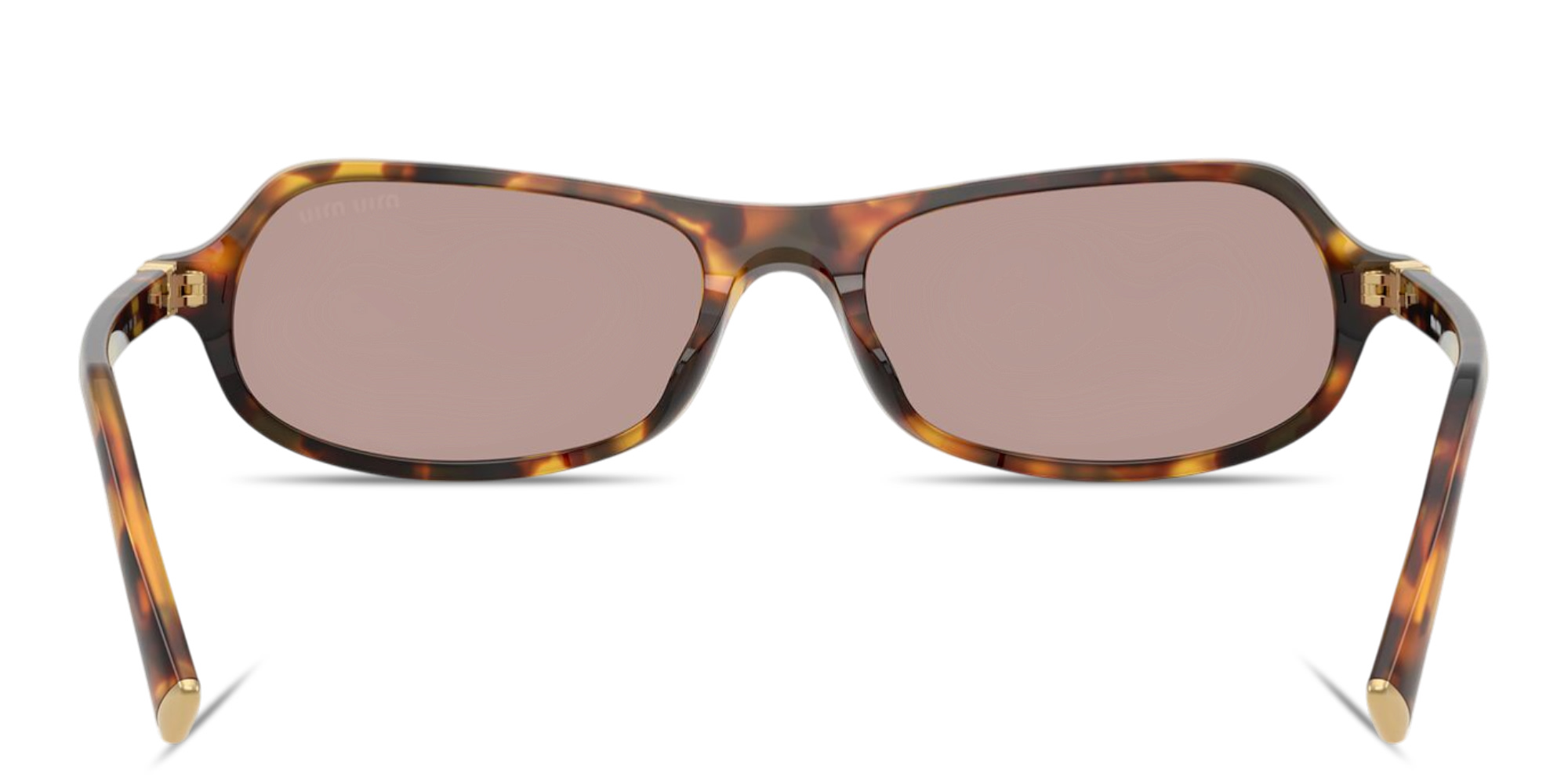 Shop MIU MIU Vertical Logo Irregular Sunglasses in Honey Havana online.