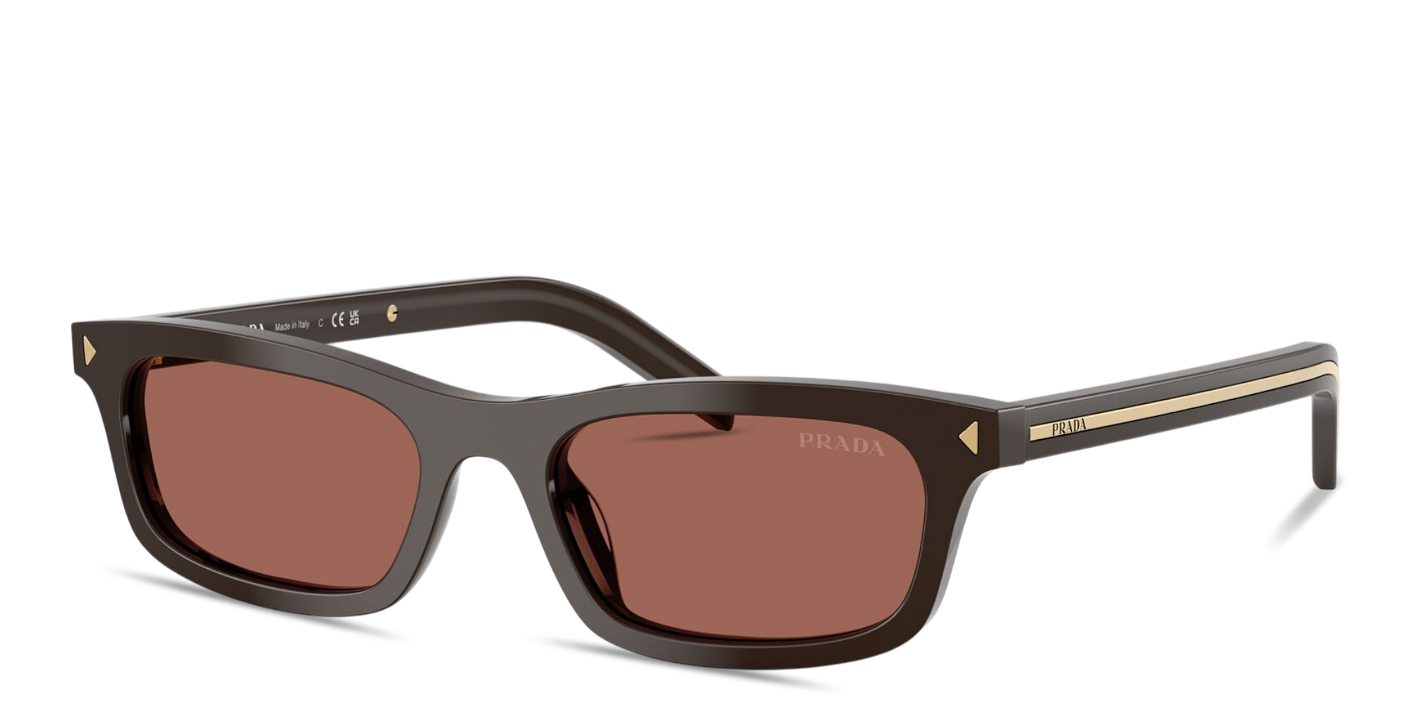 Shop PRADA Logo Signature Pillow Sunglasses in Cigar online.