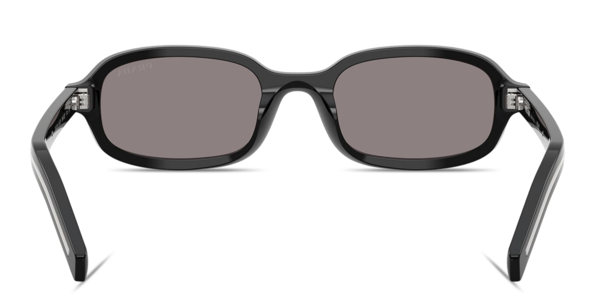 Shop PRADA Logo Signature Oval Sunglasses in Black online.