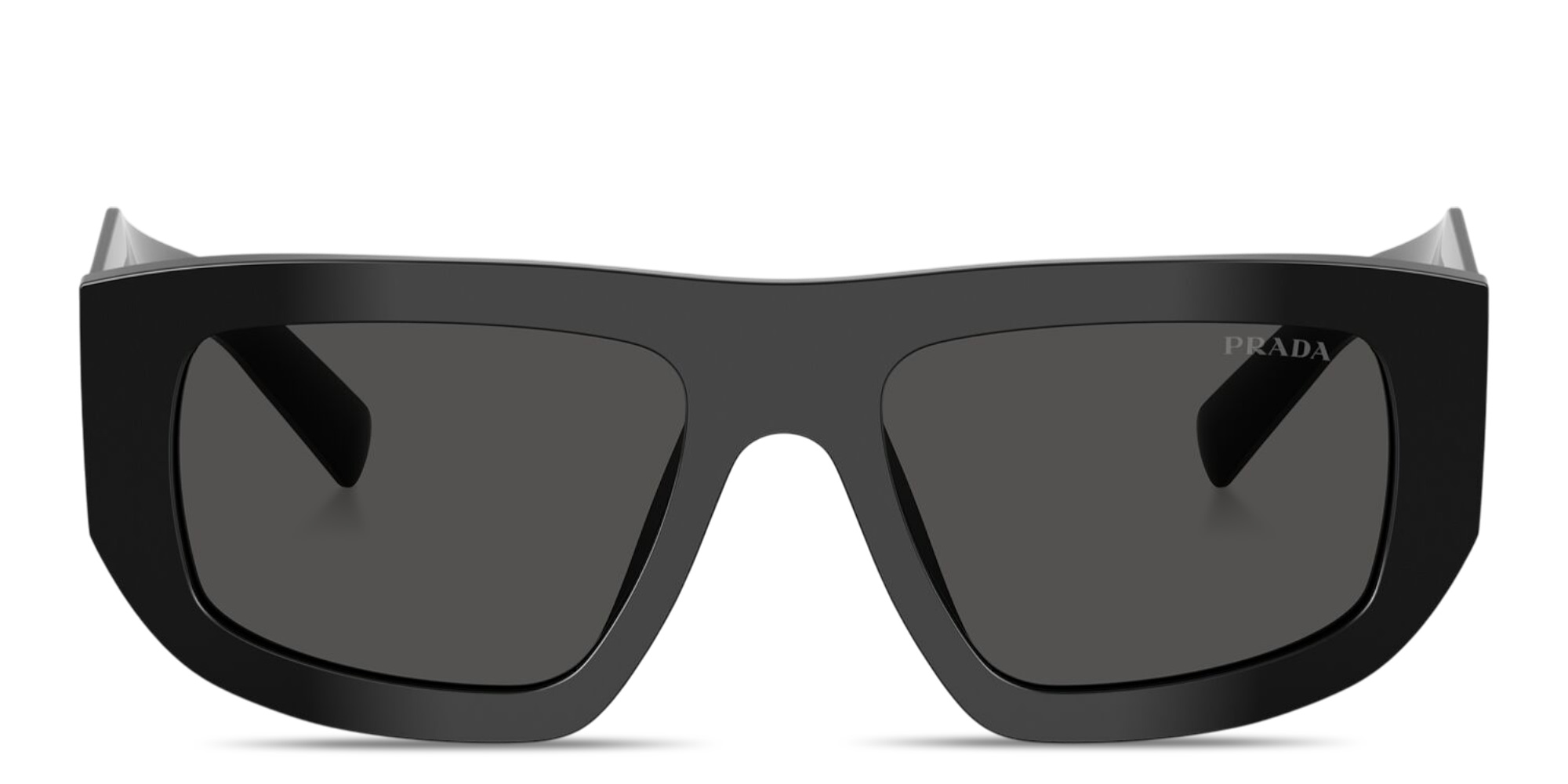 Shop PRADA Logo Signature Irregular Sunglasses in Black online.