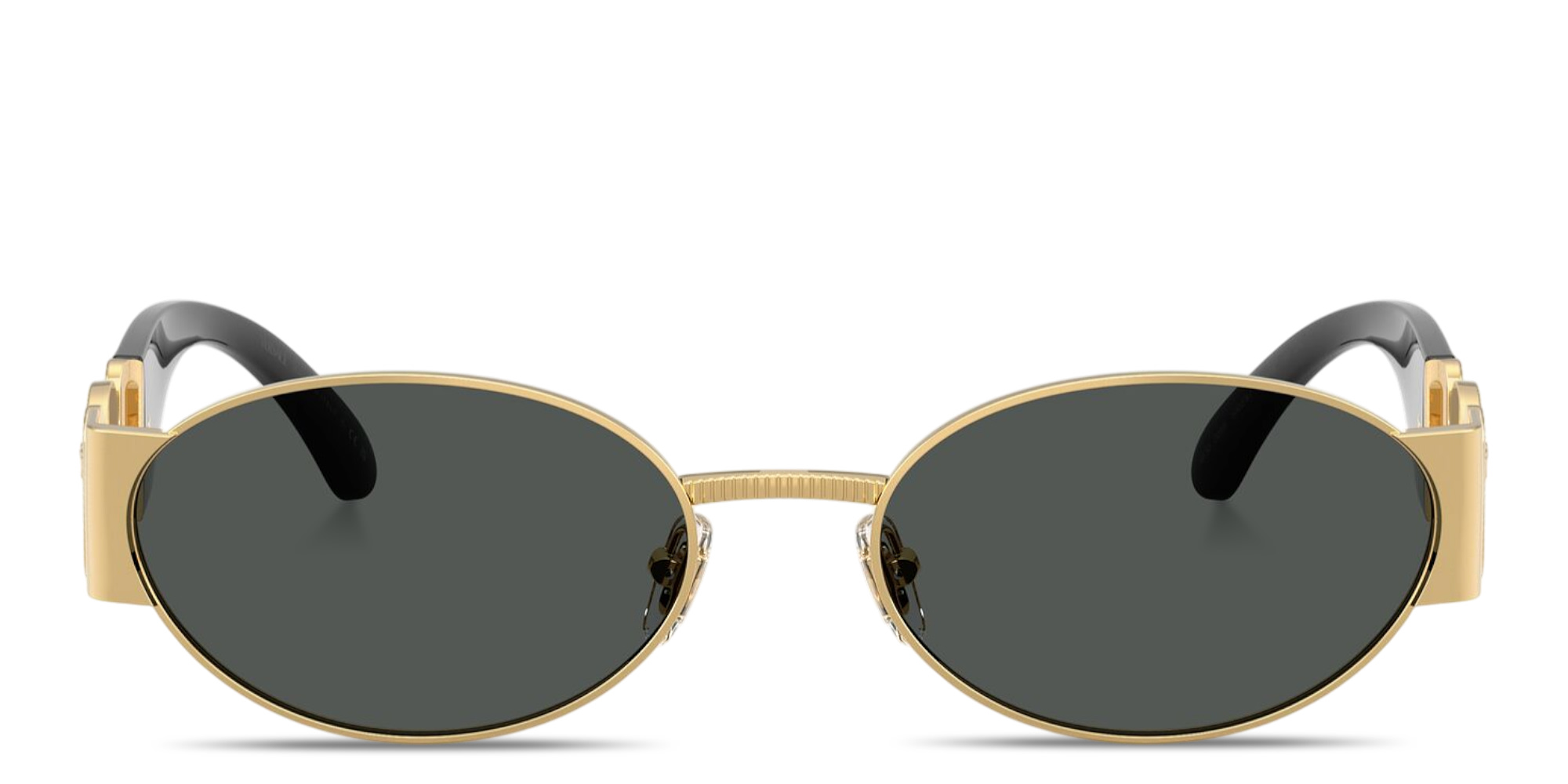 Shop VERSACE Medusa Oval Sunglasses in Gold online.
