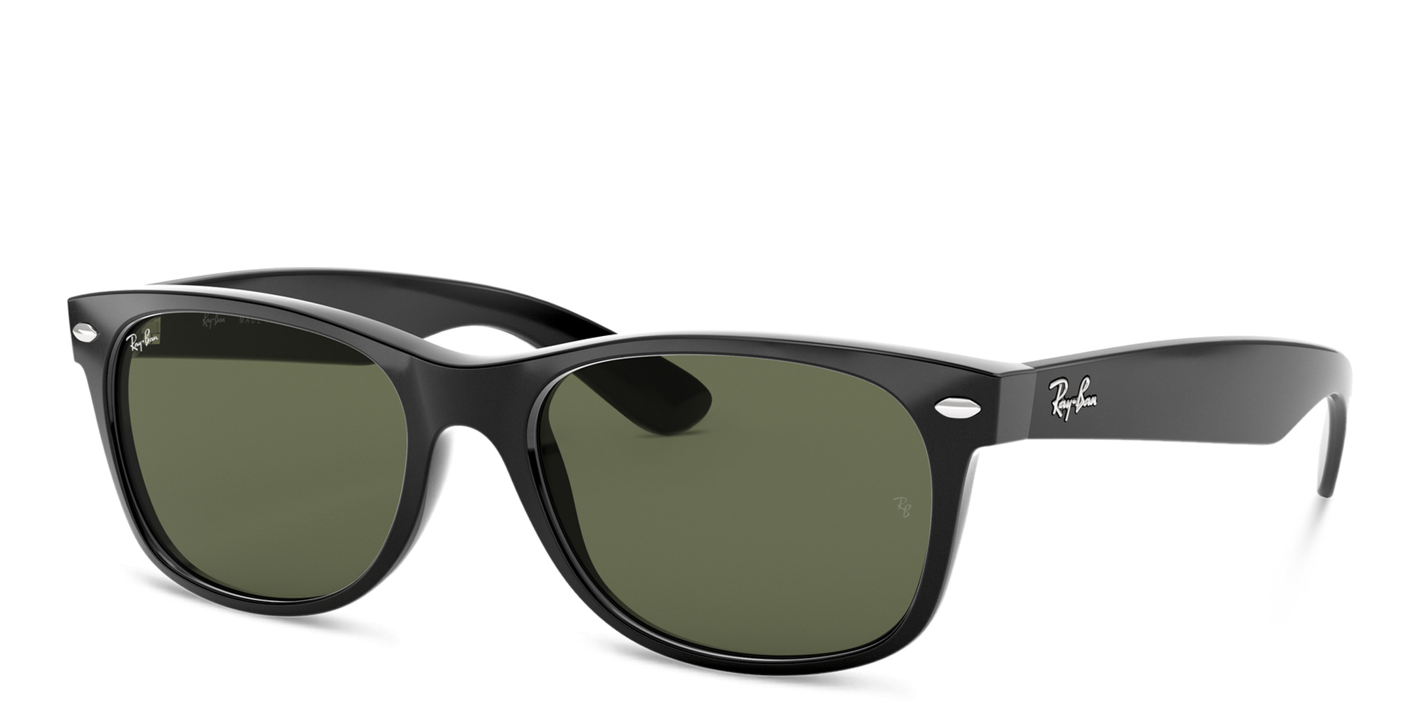 Shop Ray-Ban New Wayfarer Square Sunglasses in Black online.
