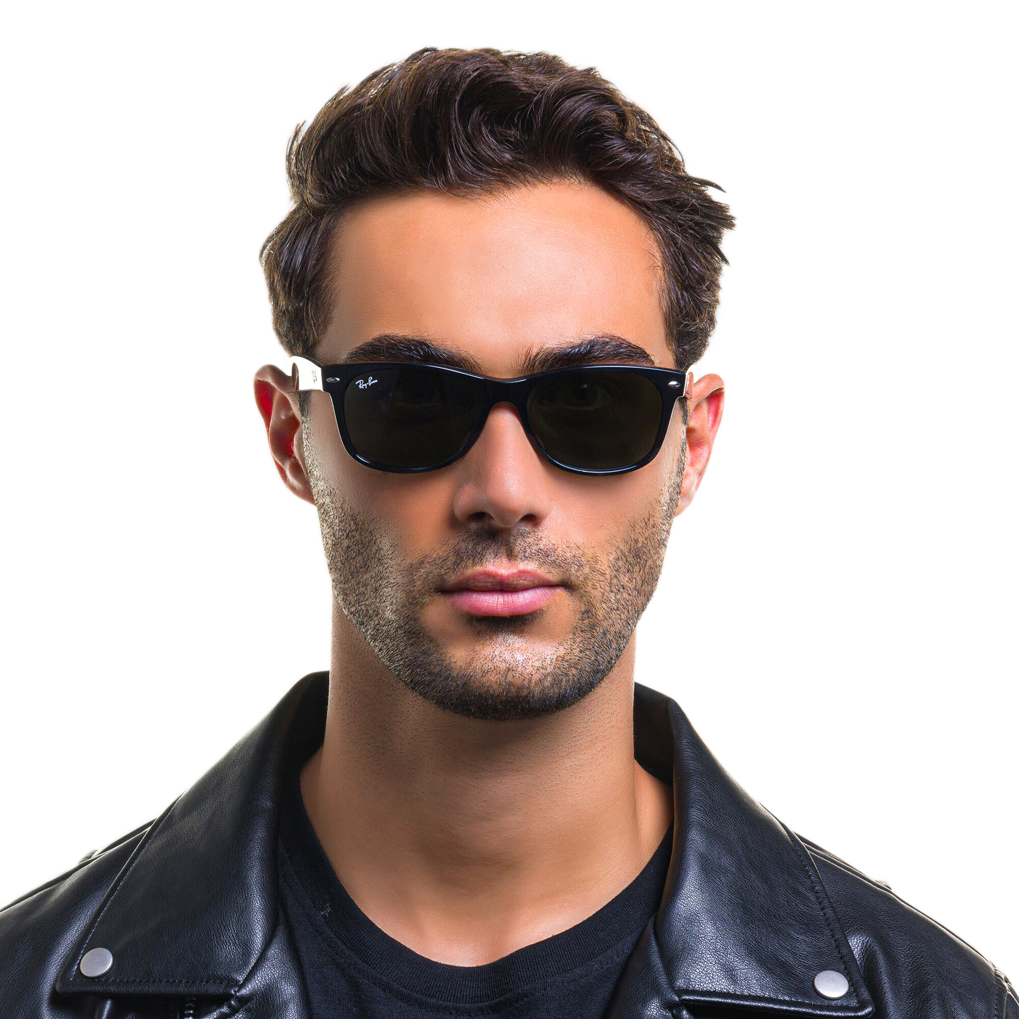 Shop Ray-Ban New Wayfarer Unisex Square Sunglasses in Polished Black online.