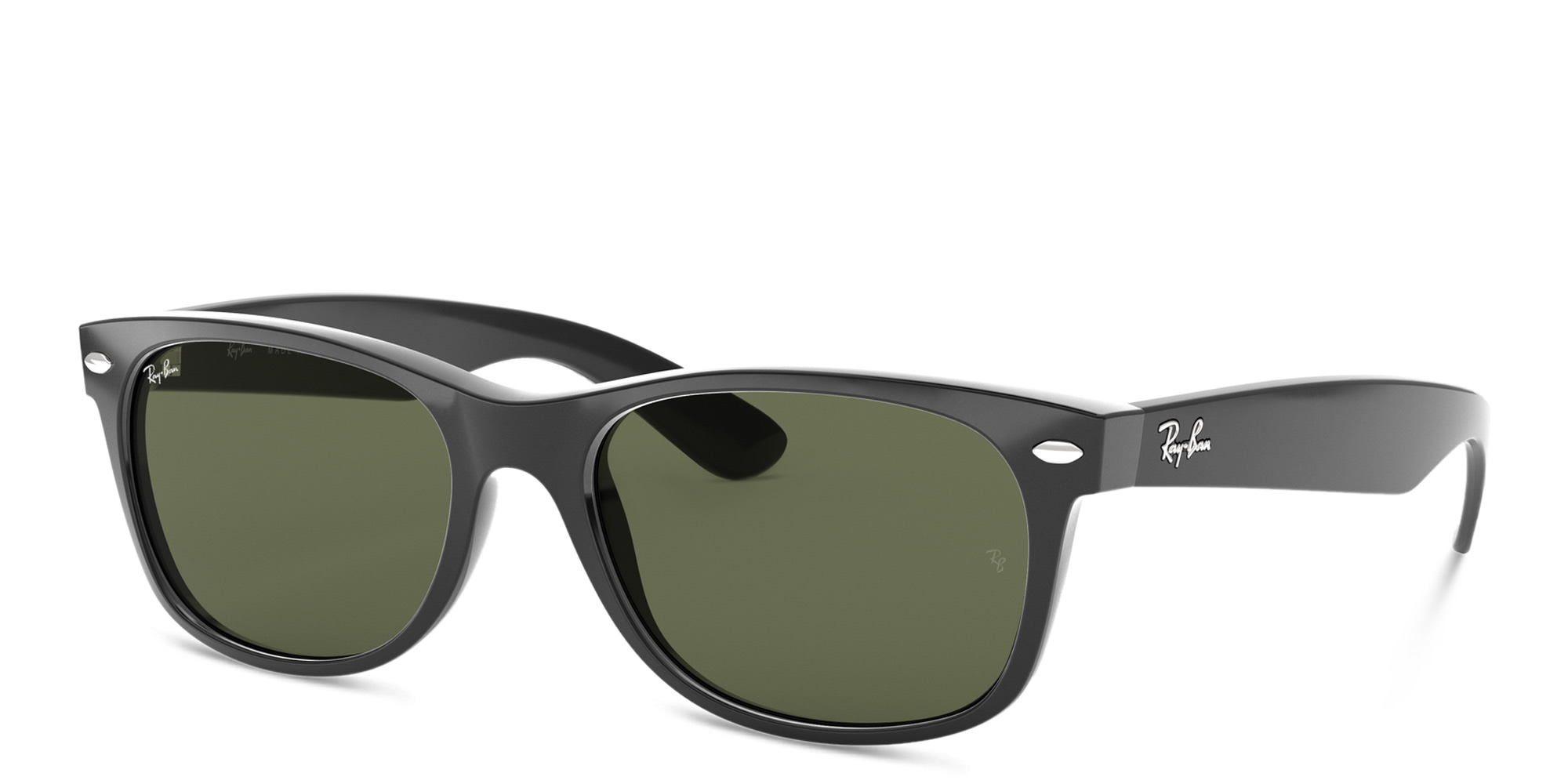 Shop Ray-Ban New Wayfarer Unisex Square Sunglasses in Polished Black online.