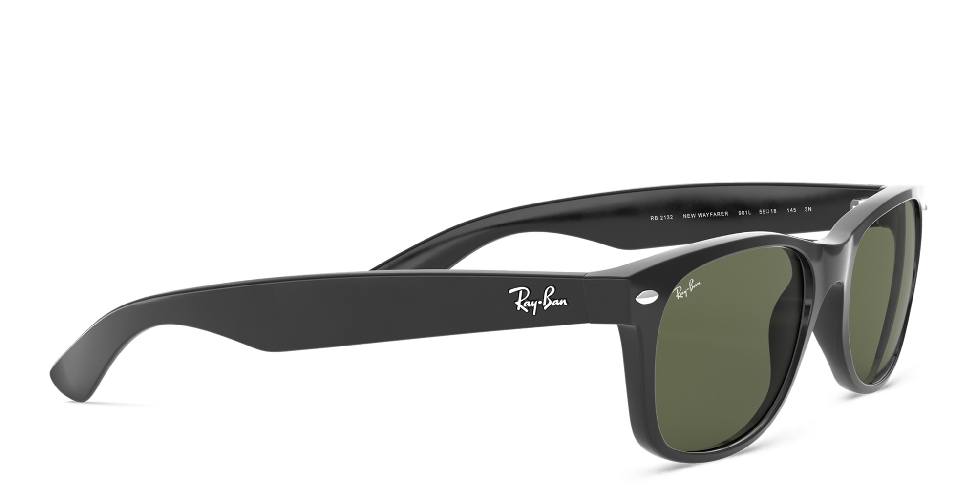Shop Ray-Ban New Wayfarer Unisex Square Sunglasses in Polished Black online.