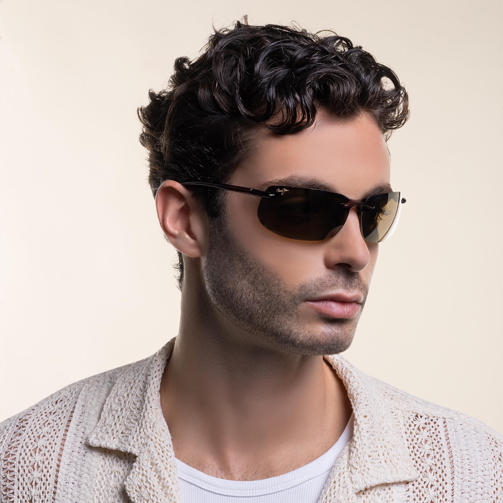 Shop Maui Jim Rimless Wide Rectangle Sunglasses in Tortoise online.