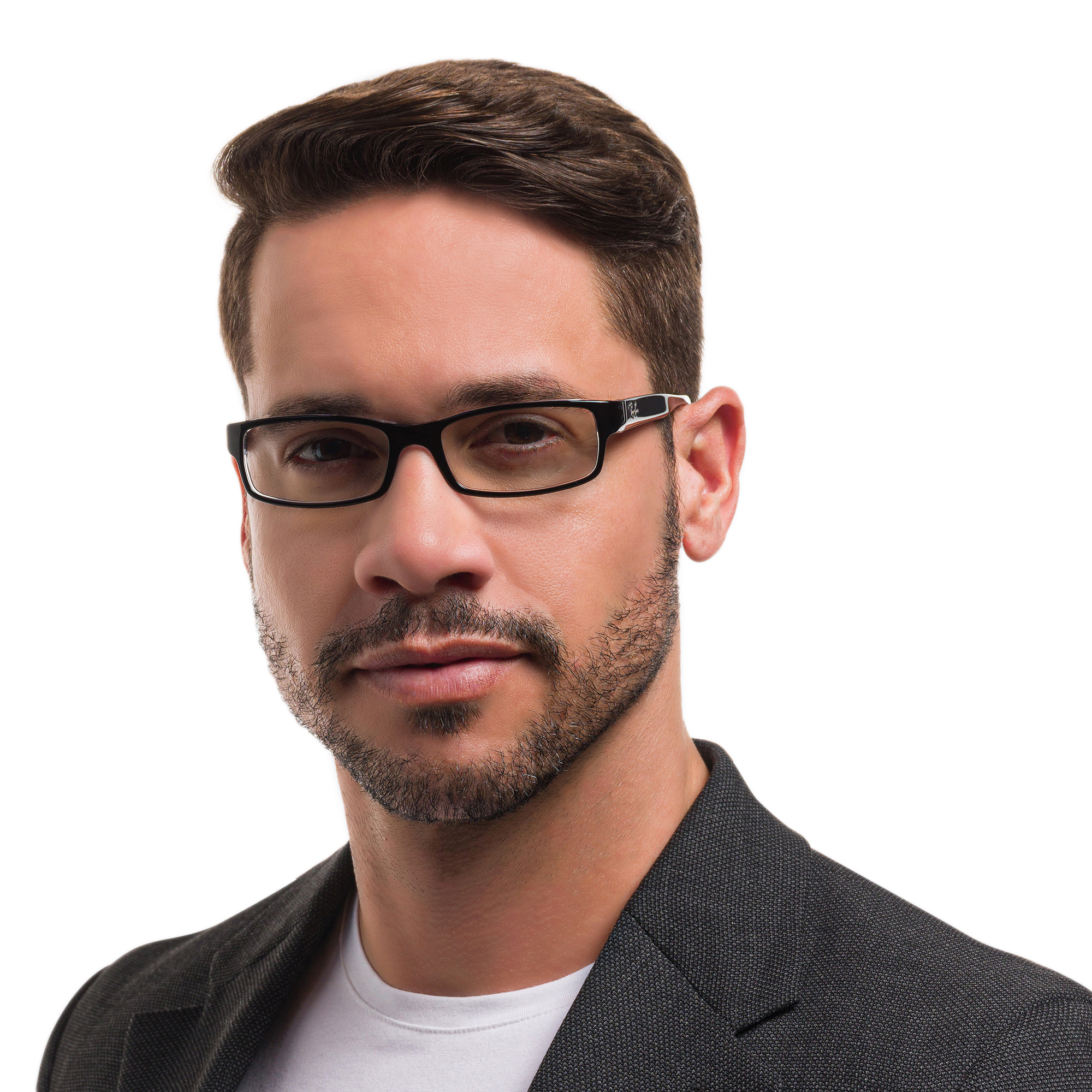 Shop Ray-Ban Rectangle Eyeglasses in Black On Transparent online.