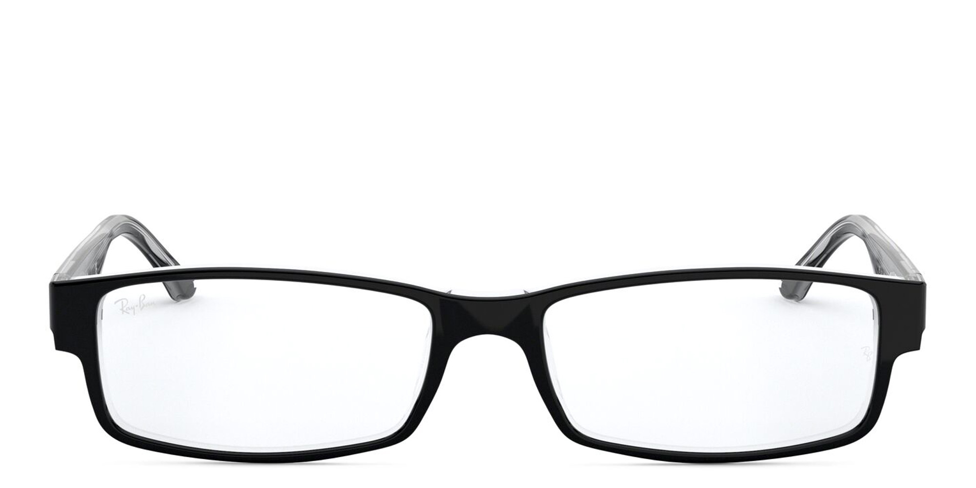 Shop Ray-Ban Rectangle Eyeglasses in Black On Transparent online.