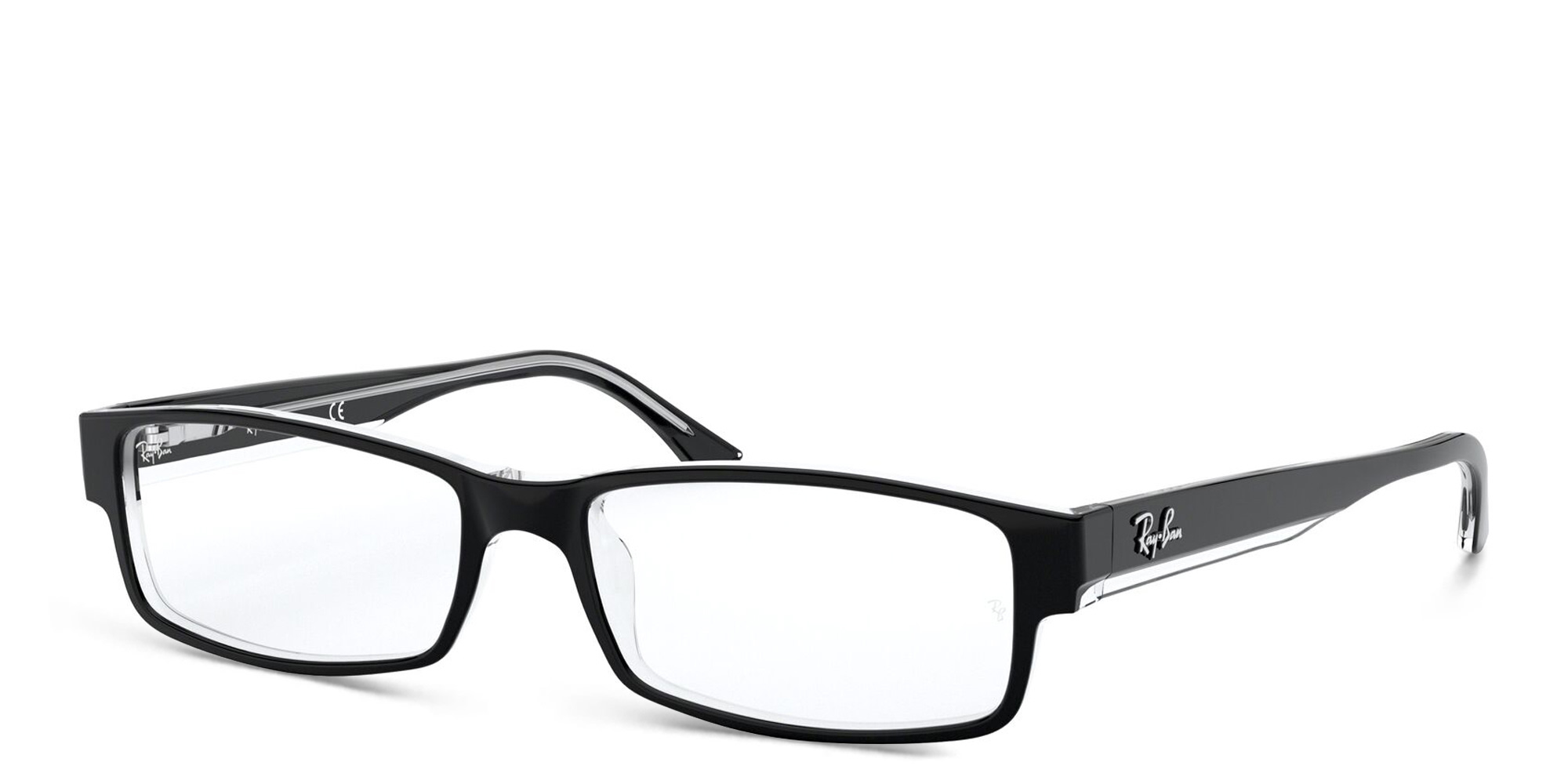 Shop Ray-Ban Rectangle Eyeglasses in Black On Transparent online.