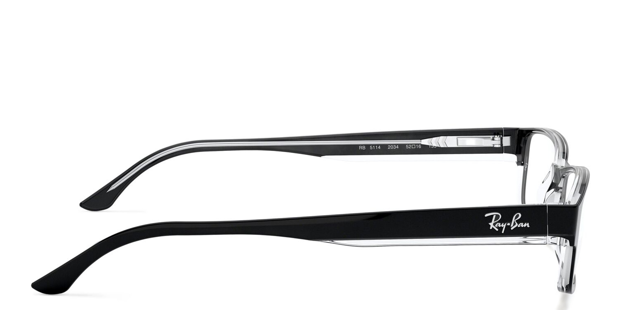 Shop Ray-Ban Rectangle Eyeglasses in Black On Transparent online.
