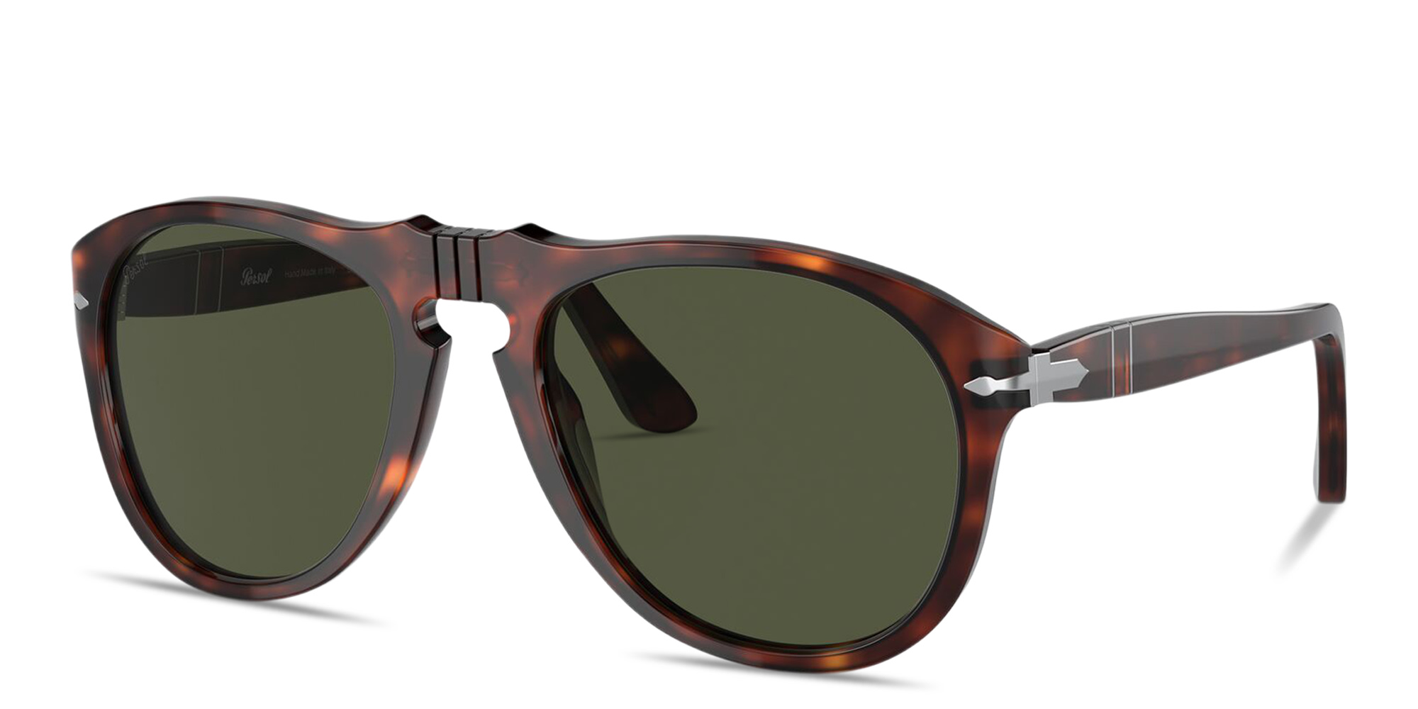 Shop PERSOL Arrow Logo Pilot Sunglasses in Havana online.