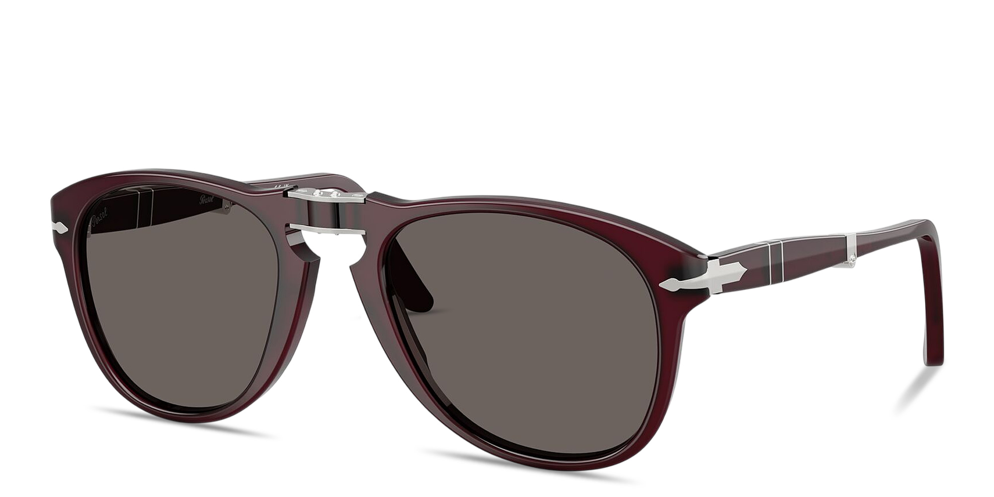 Shop PERSOL Folding Aviator Sunglasses in Prune online.