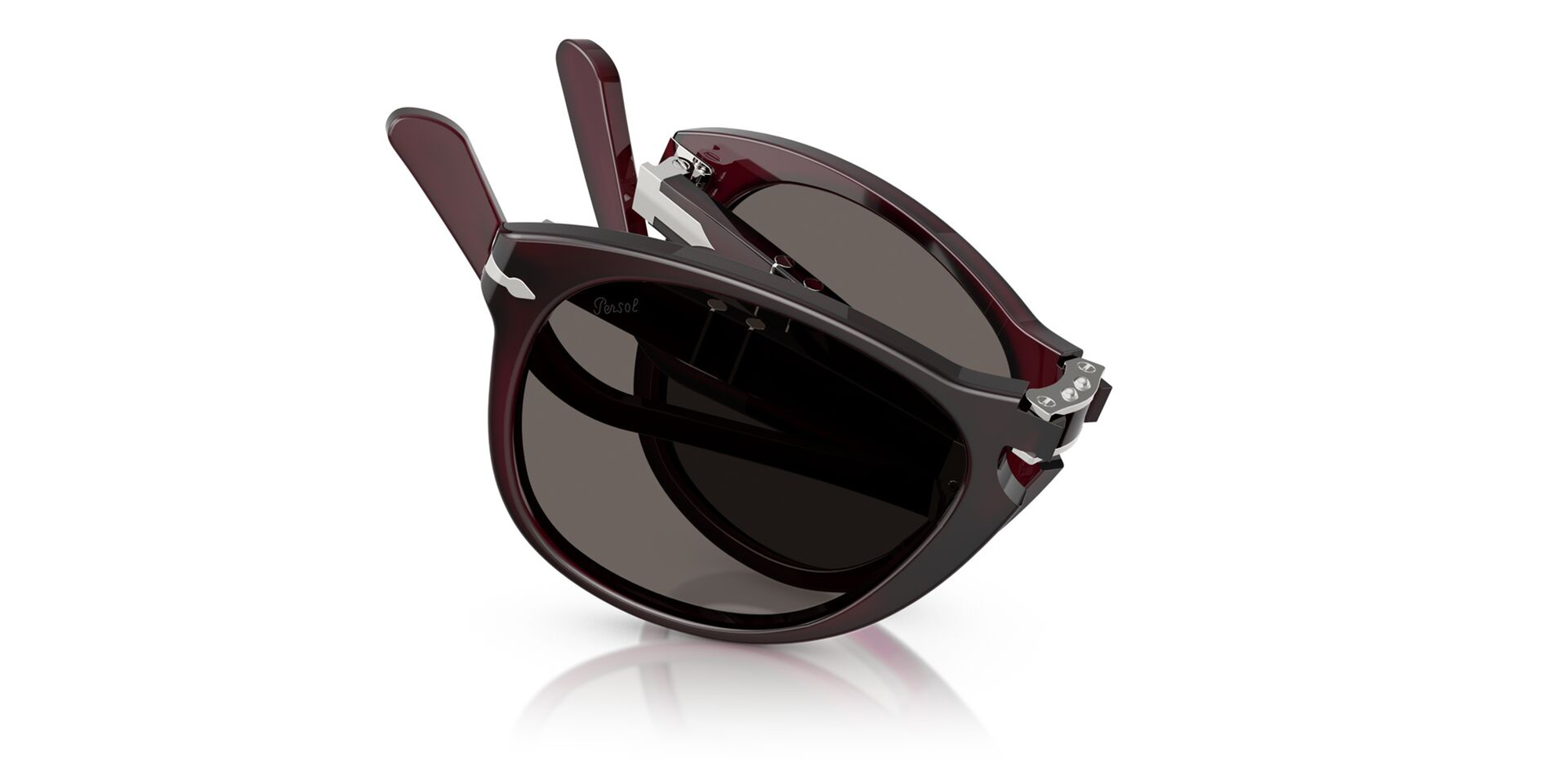 Shop PERSOL Folding Aviator Sunglasses in Prune online.