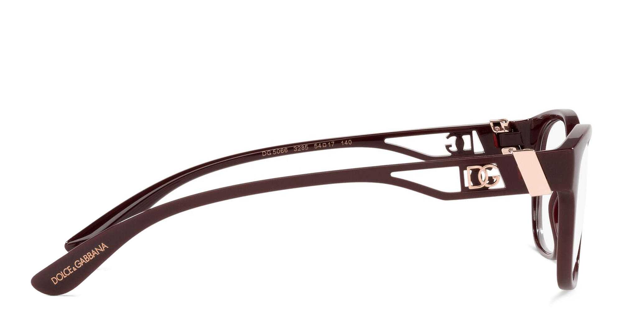Dolce & Gabbana Square Eyeglasses in Transparent Bordeaux – Product Photo 3